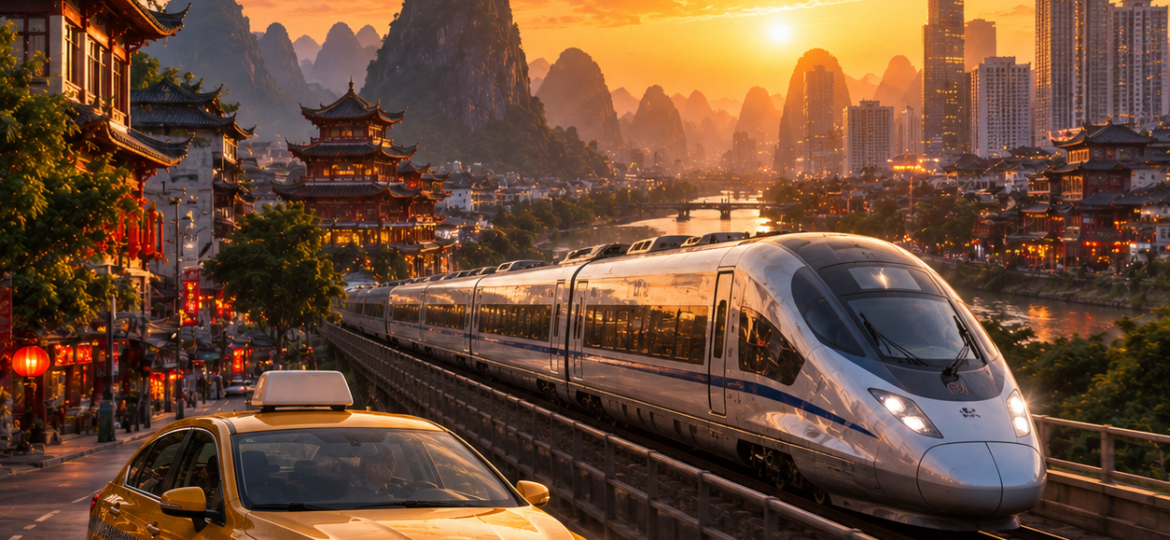 Taxi and train China Flow Retreat